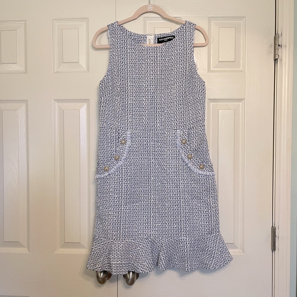 Cute fully lined Karl Lagerfeld dress. Cotton/polyester blend. New with tags!